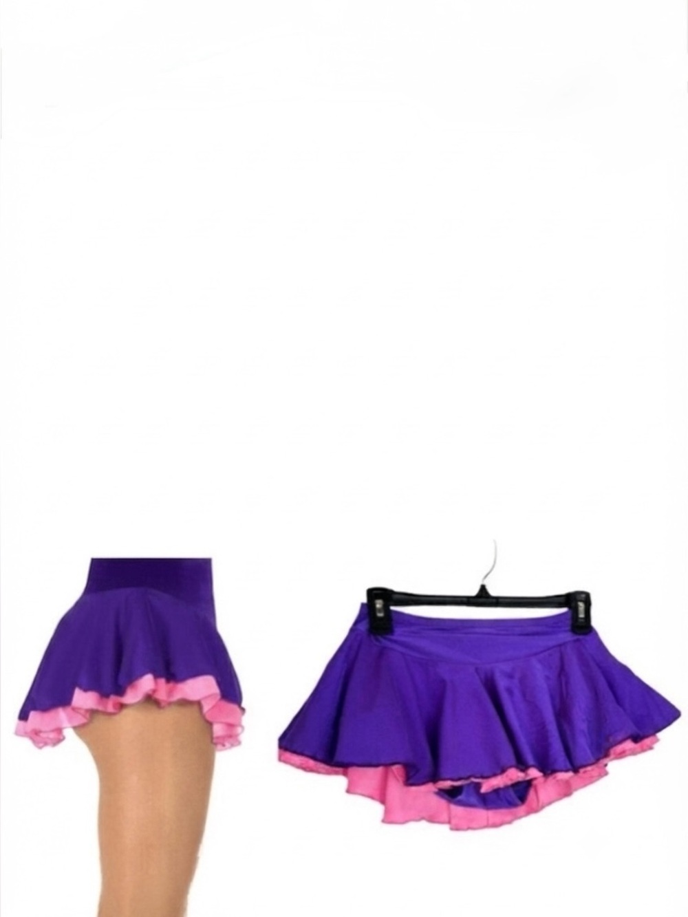 Figure Skating Boutique Double Georgette Skirt Stretch Purple Pink Ice Sports S
